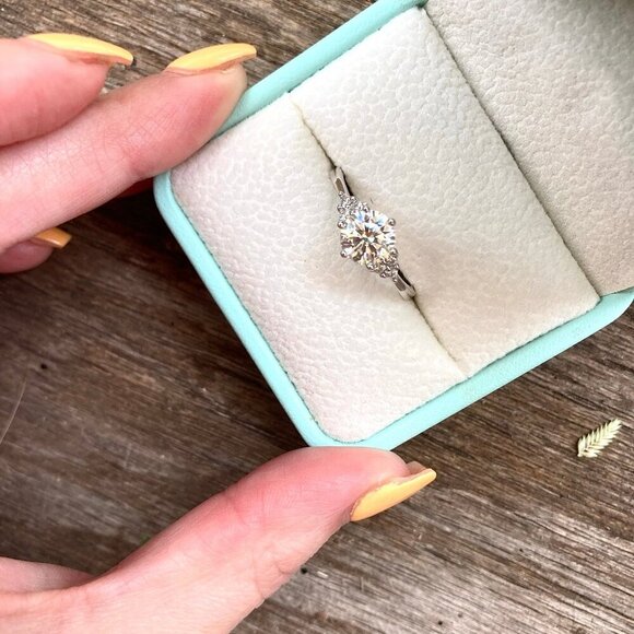 1 Ct Moissanite Engagement Ring, 925 Sterling Silver, Elegant & Opulent Style - Picture 4 of 4